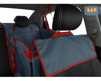 Автогамак Happy Dog Premium (Хэппи Дог Премиум). На 1/3 заднего сиденья. Цвет: маренго с красной окантовкой.