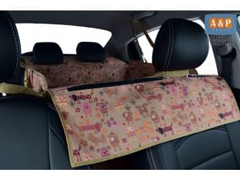 Автогамак Happy Dog Premium (Хэппи Дог Премиум). На 2/3 заднего сиденья. Цвет: собаки на бежевом фоне.