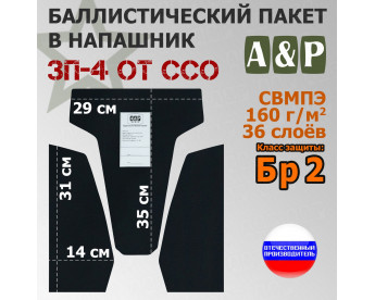 Баллистический пакет для напашника ЗП-4 от ССО. Класс защитной структуры Бр 2.